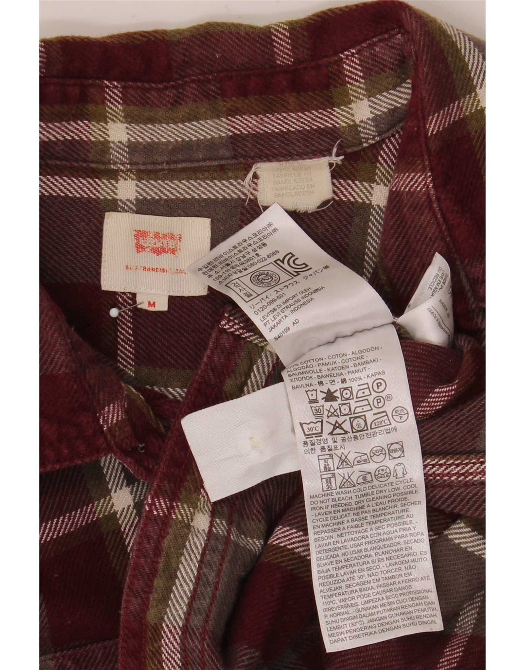 Levi's muška košulja od flanela, srednji tamnocrveni karirani pamuk