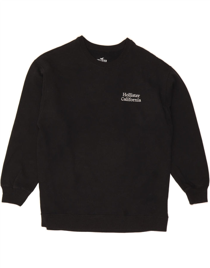 HOLLISTER Mens Graphic Sweatshirt Jumper Medium Black Cotton Vintage Hollister and Second-Hand Hollister from Messina Hembry 