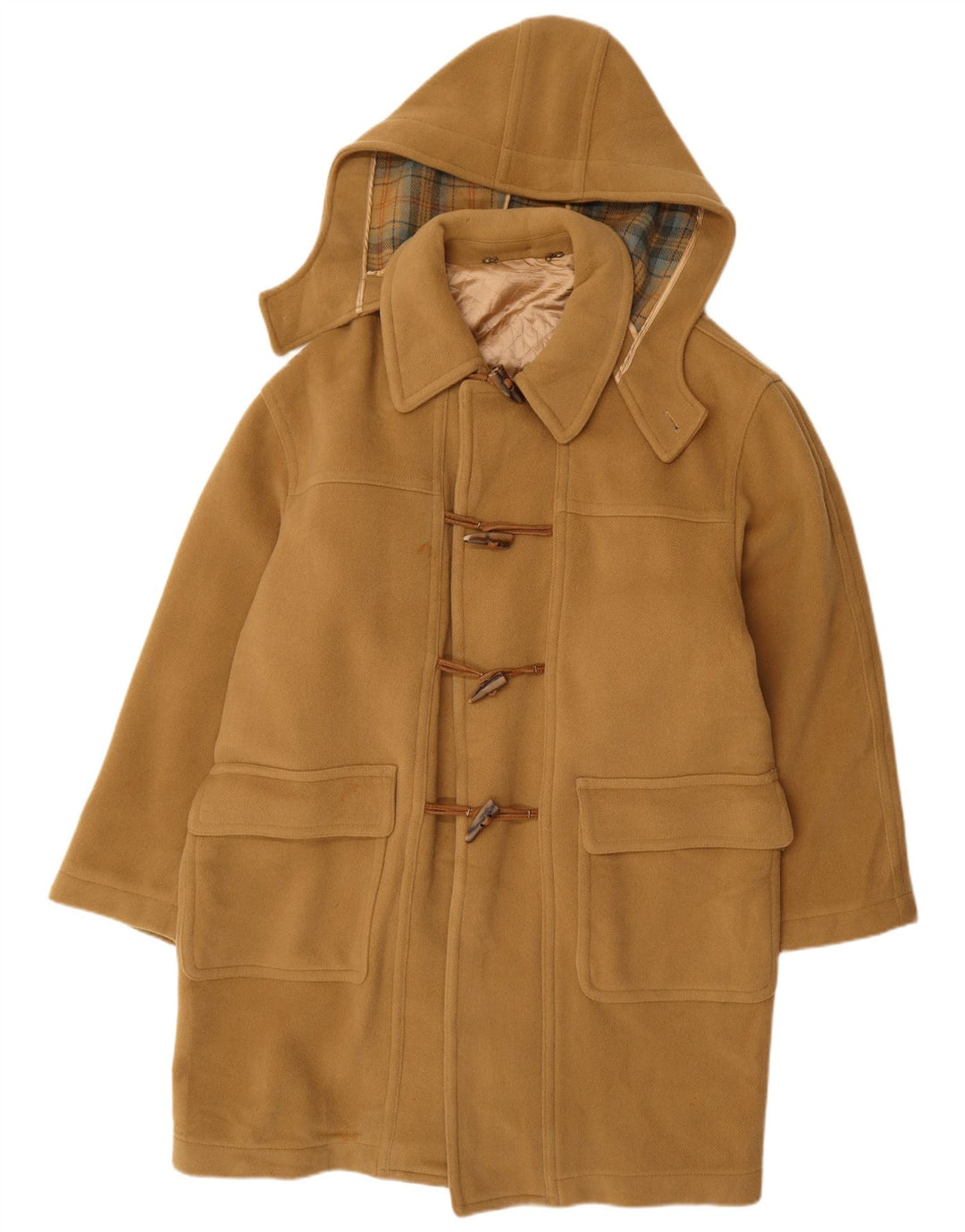 VINTAGE muški duffle kaput s kapuljačom IT 52 XL bež vuna