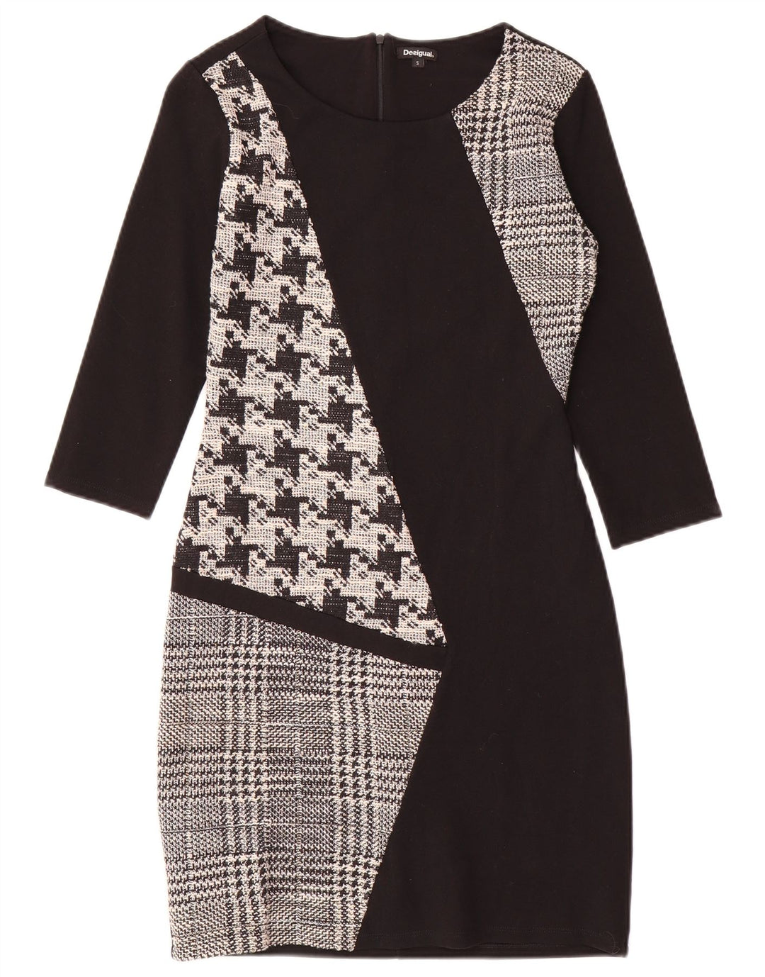 Desigual ženska plašt haljina 3/4 rukava UK 10 Mala crna patchwork haljina