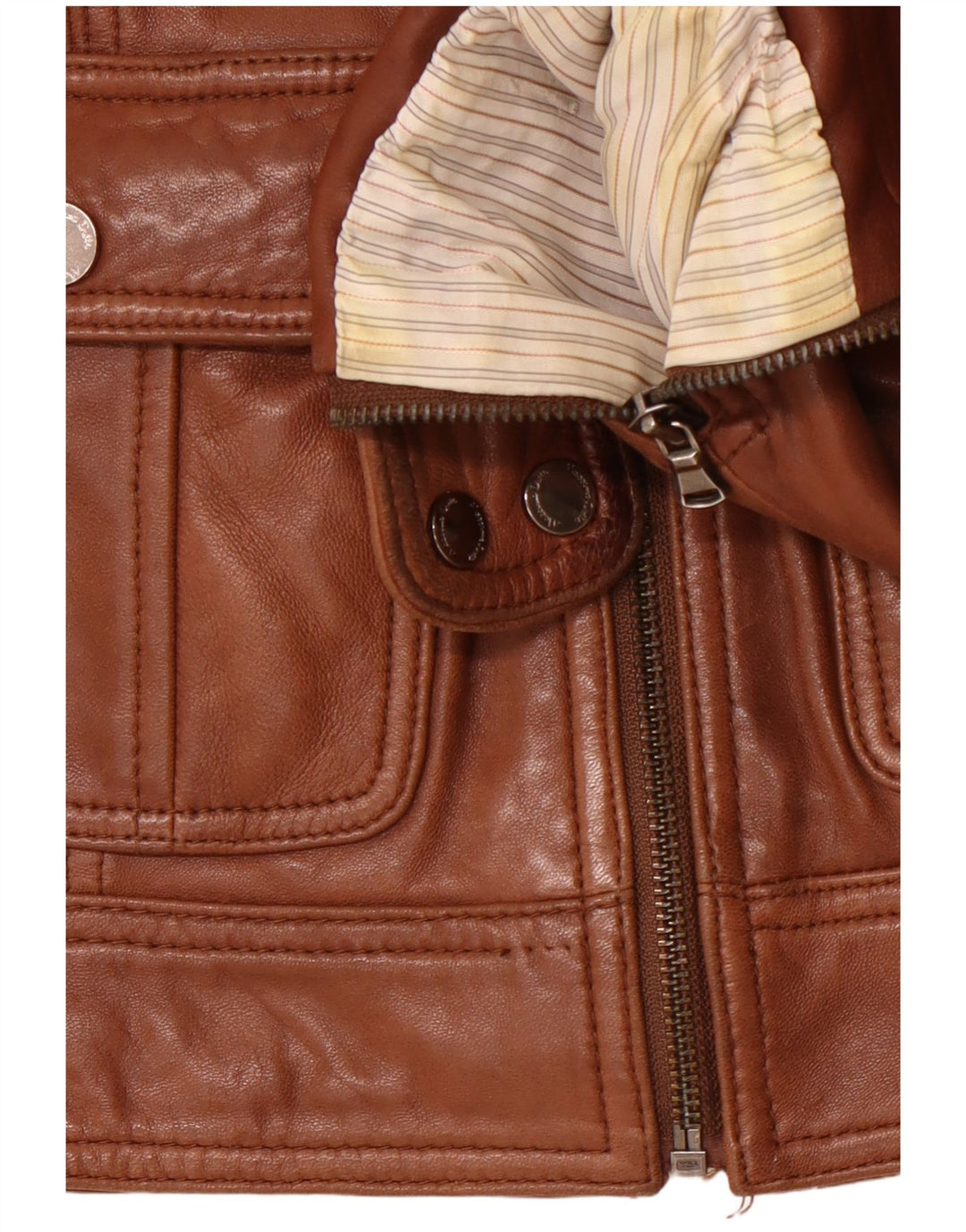 MASSIMO DUTTI Ženska crop kožna jakna UK 10 Mala smeđa ovčja koža