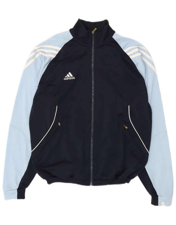 Adidas Mens Tracksuit Top Jacket UK 42/44 Large Navy Blue Colourblock