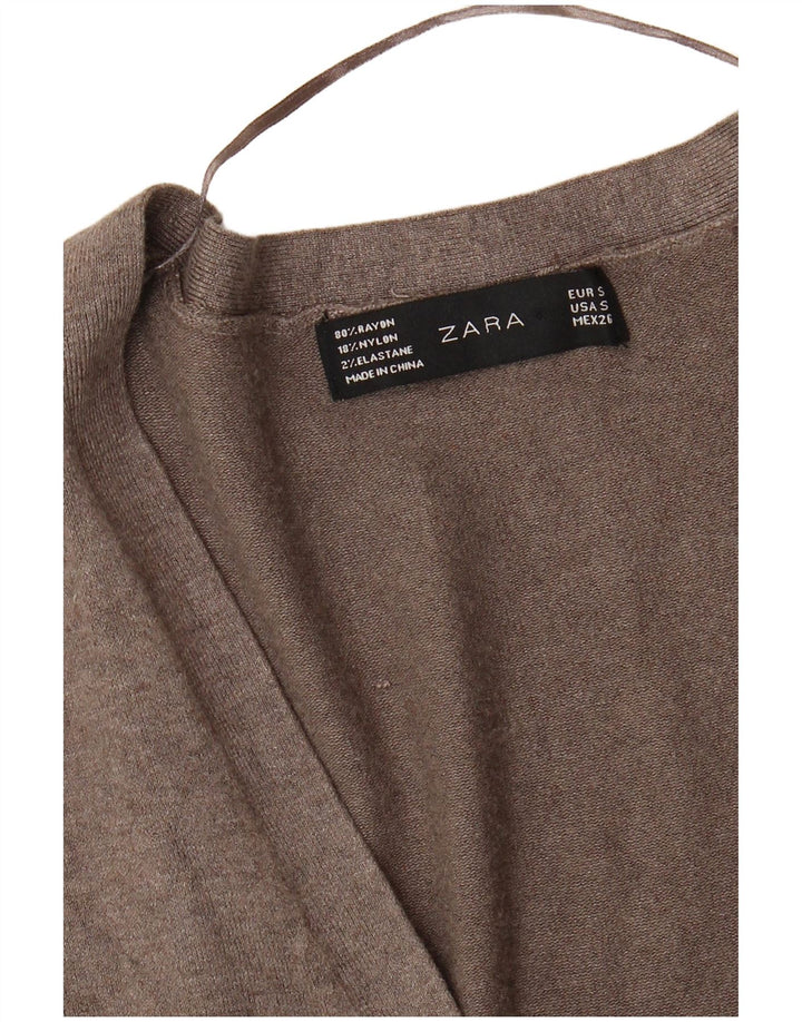 ZARA ženski kardigan pulover UK 10 Small Grey Rayon