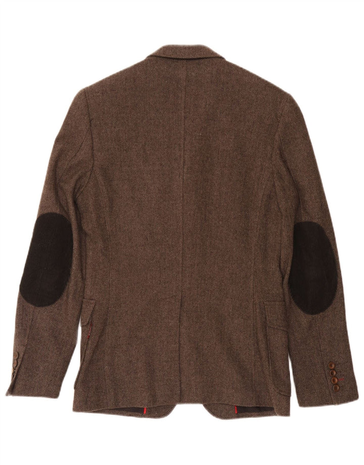 Sisley muška jakna sa 3 gumba IT 44 XS smeđa vuna riblja kost