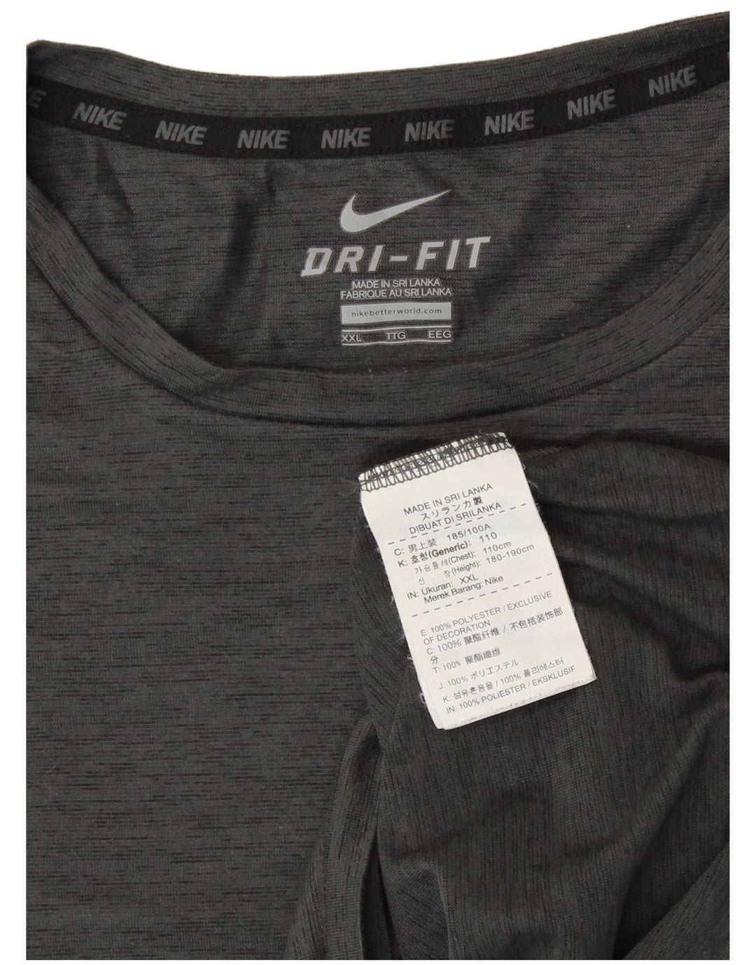 NIKE Womens Dri Fit Vest Top UK 20 2XL Grey Flecked Polyester