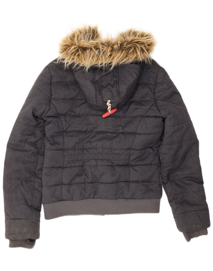 Superdry ženska podstavljena jakna s kapuljačom UK 12 srednje tamnoplavi poliester
