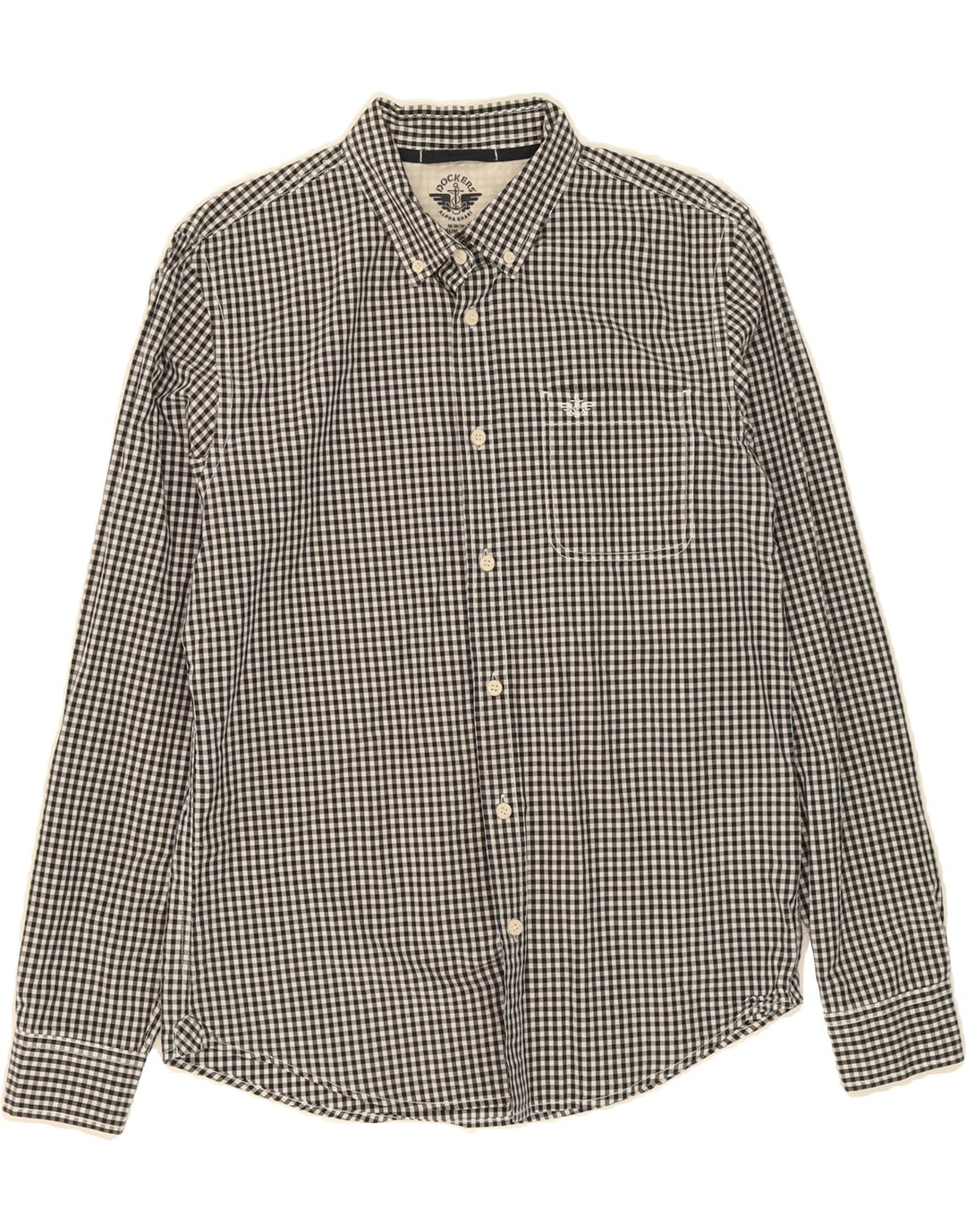 DOCKERS Mens Slim Fit Shirt Medium Black Gingham Cotton Vintage Dockers and Second-Hand Dockers from Messina Hembry 