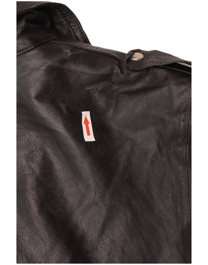 Vintage muška kožna biciklistička jakna IT 52 XL crna