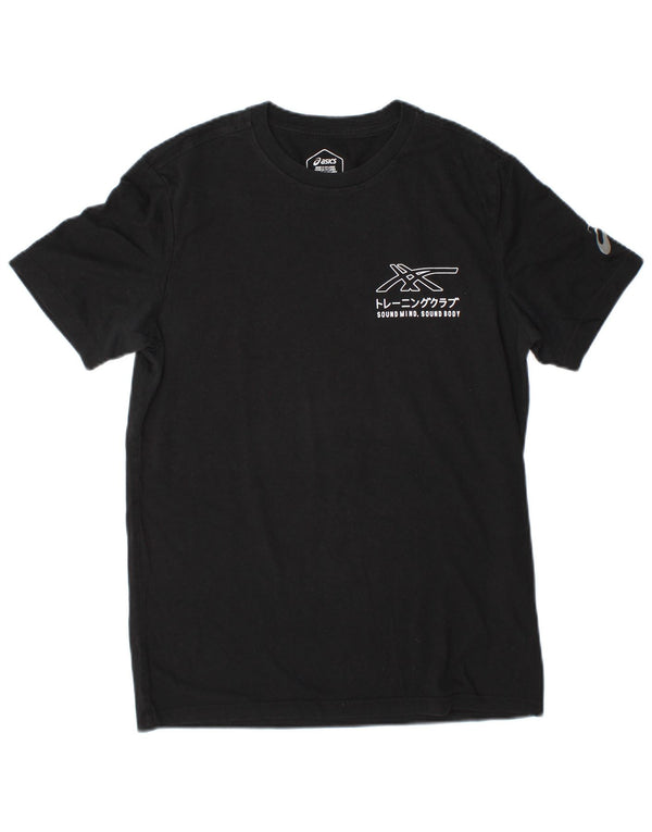 Asics Mens Graphic T-Shirt Top Medium Black Cotton