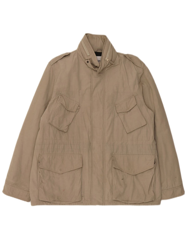 Aspesi Mens Hooded Military Utility Jacket UK 44 2XL Beige Nylon