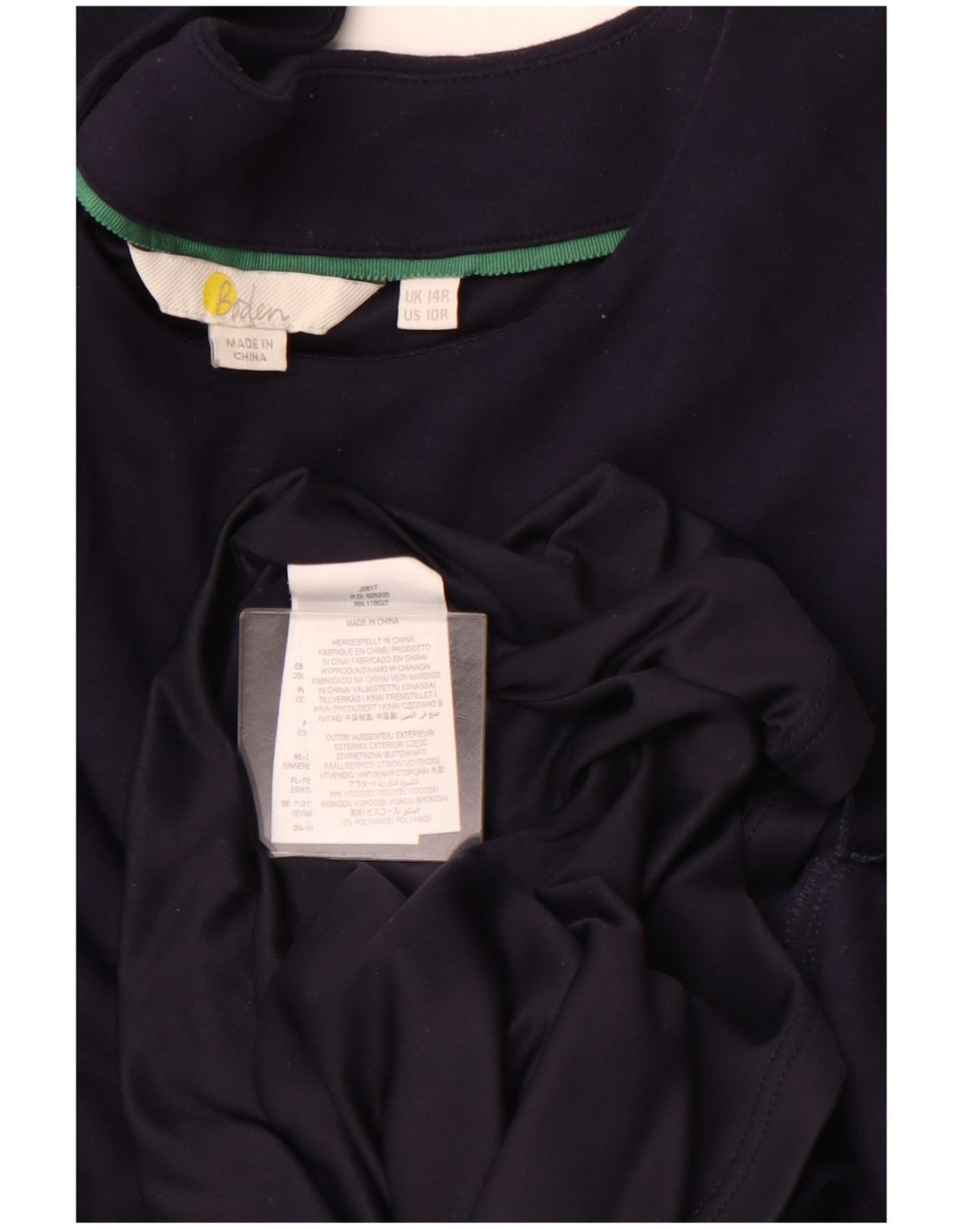 BODEN Ženska haljina A-kroja dugih rukava UK 14 Srednje tamnoplava viskoza