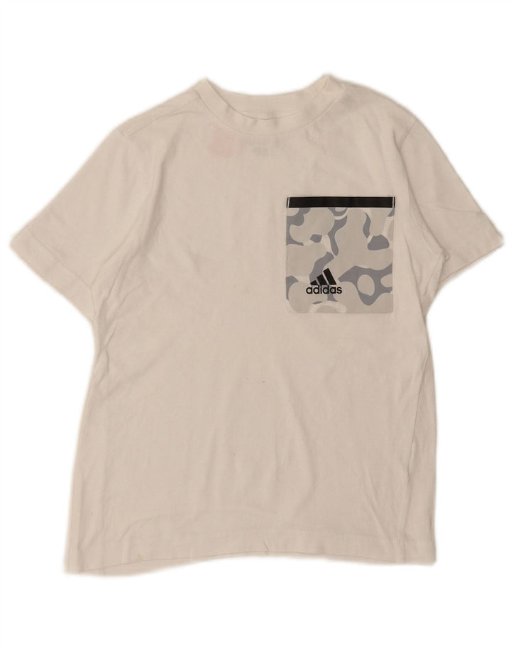 ADIDAS Boys Graphic T-Shirt Top 7-8 Years White