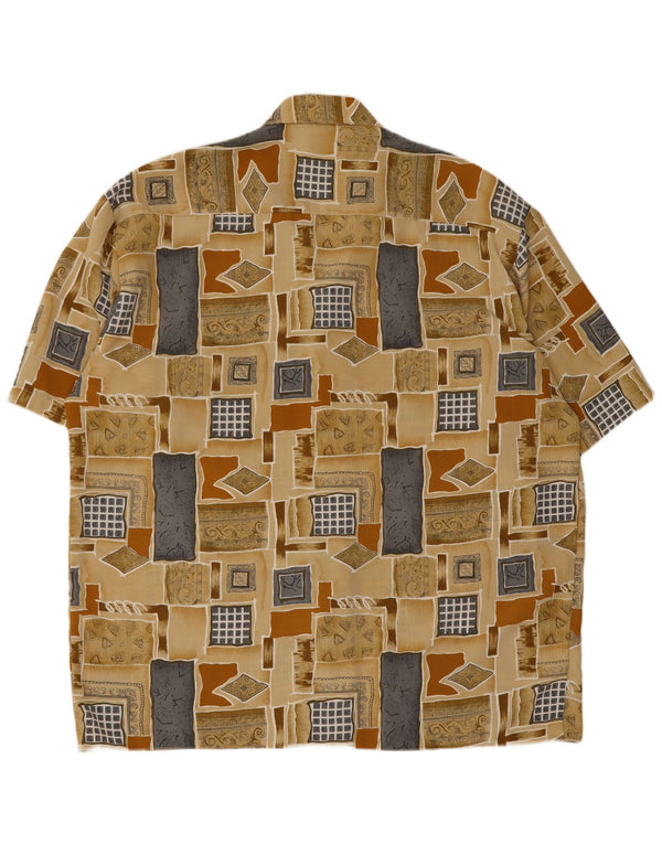Vintage muška košulja kratkih rukava, veličina 45 XL, bež patchwork