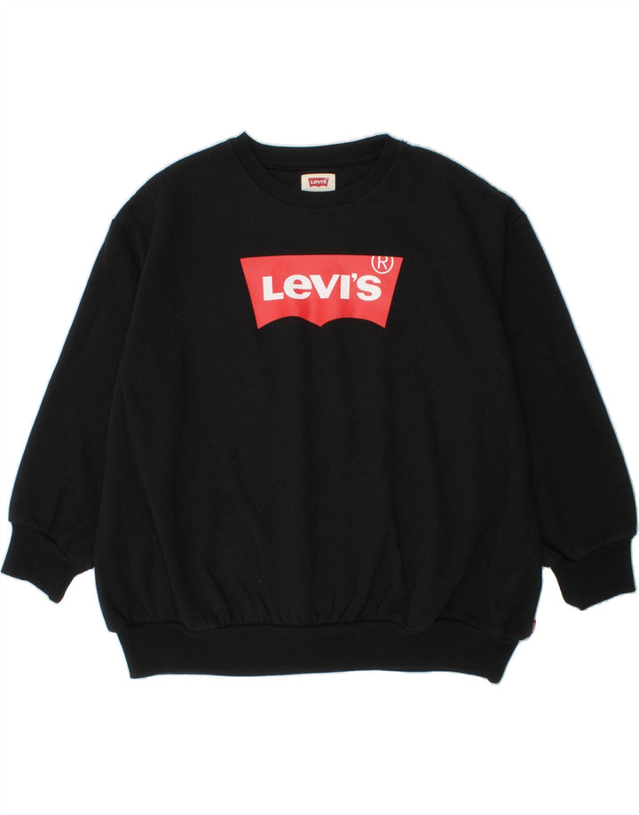 LEVI'S Boys Graphic Sweatshirt Jumper 10-11 Years Medium  Black Cotton Vintage Levi's and Second-Hand Levi's from Messina Hembry 