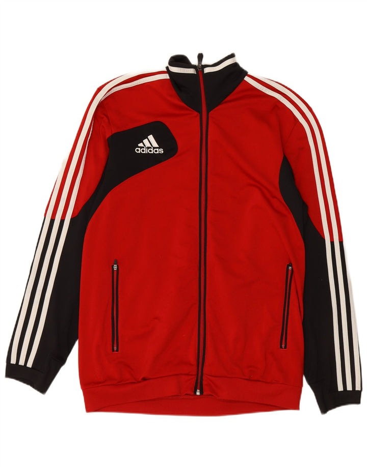 ADIDAS Mens Tracksuit Top UK 38/40 Medium Red Colourblock Polyester