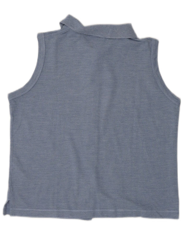 LOTTO Womens Crop Sleeveless Shirt Blouse UK 10 Small Blue Polyester