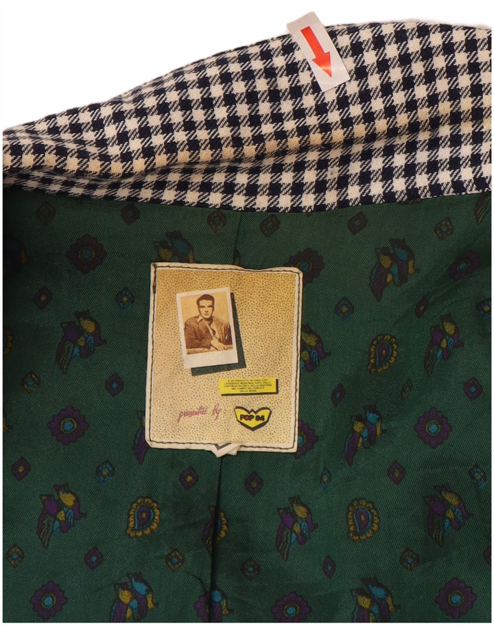 POP 84 Muška jakna s jednim gumbom UK 40 Velika tamnoplava gingham vuna