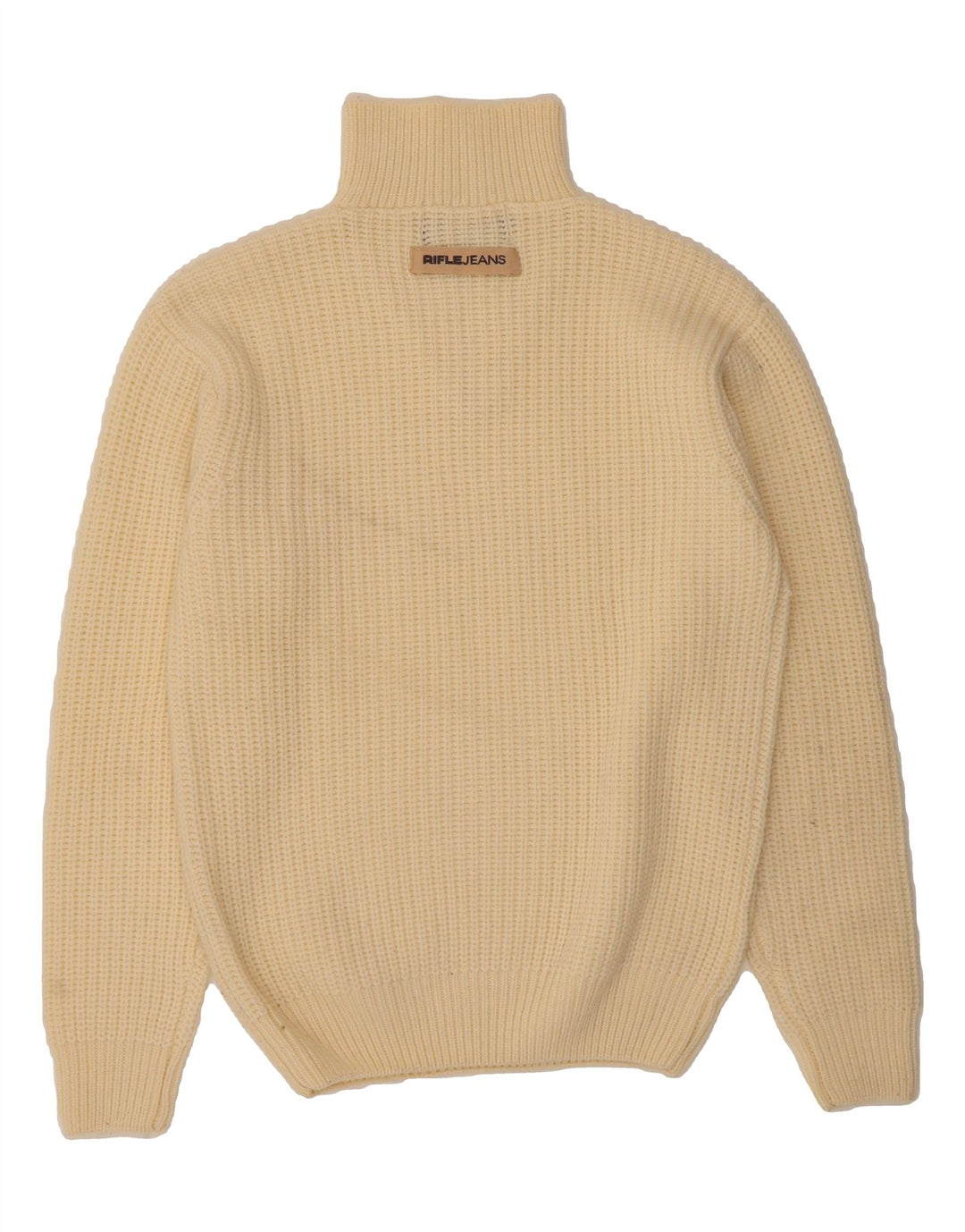 RIFLE Mens Zip Neck Jumper Sweater XL Beige Wool Vintage Rifle and Second-Hand Rifle from Messina Hembry 