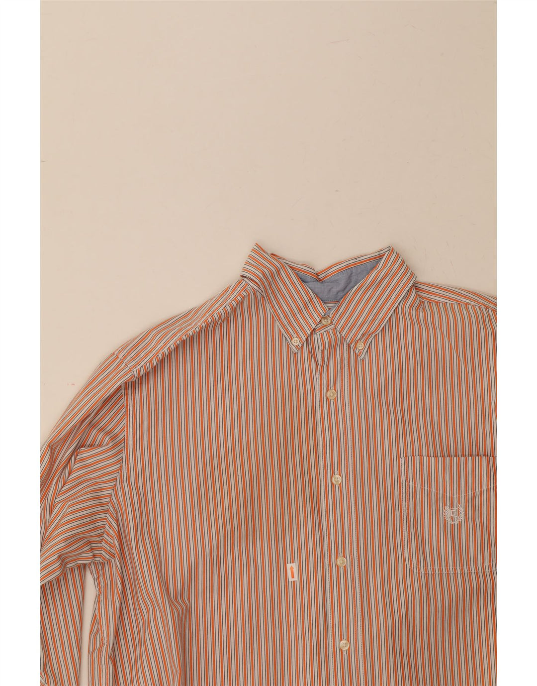 CHAPS Mens Easy Care Shirt XL Orange Striped Cotton Vintage Chaps and Second-Hand Chaps from Messina Hembry 