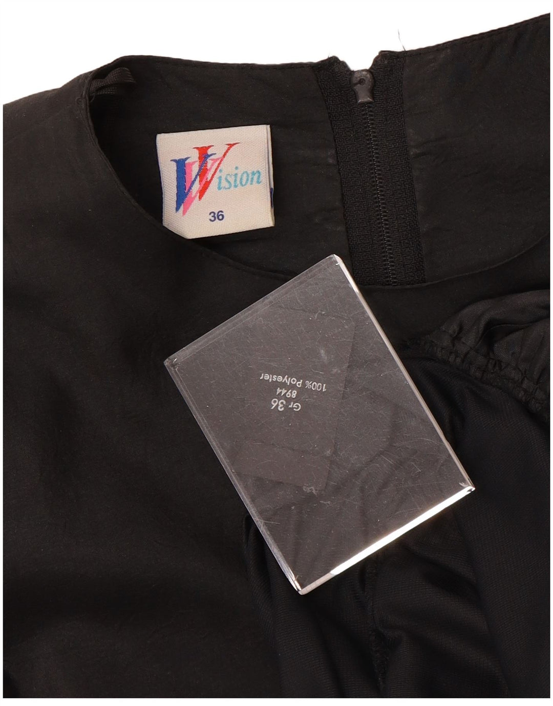 VINTAGE ženska haljina dugih rukava u više slojeva EU 36 mala crna poliester