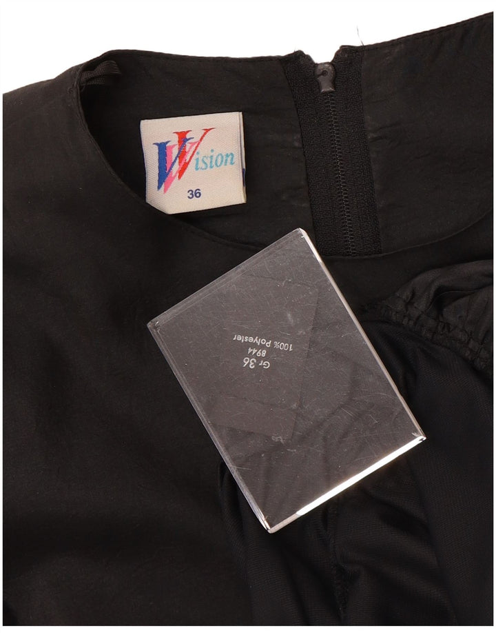 VINTAGE ženska haljina dugih rukava u više slojeva EU 36 mala crna poliester