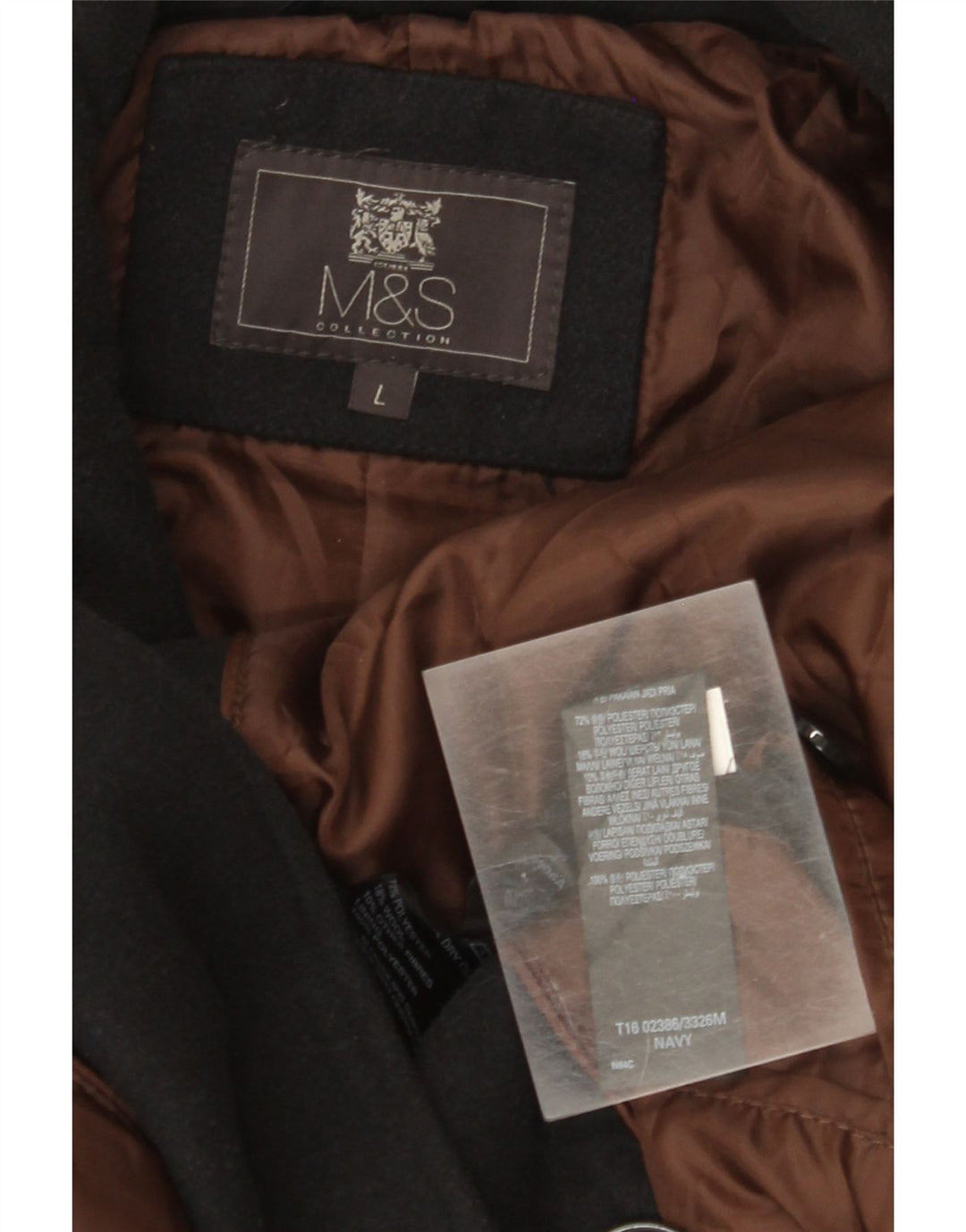 Marks & Spencer muški graškasti kaput UK 40 veliki crni poliester