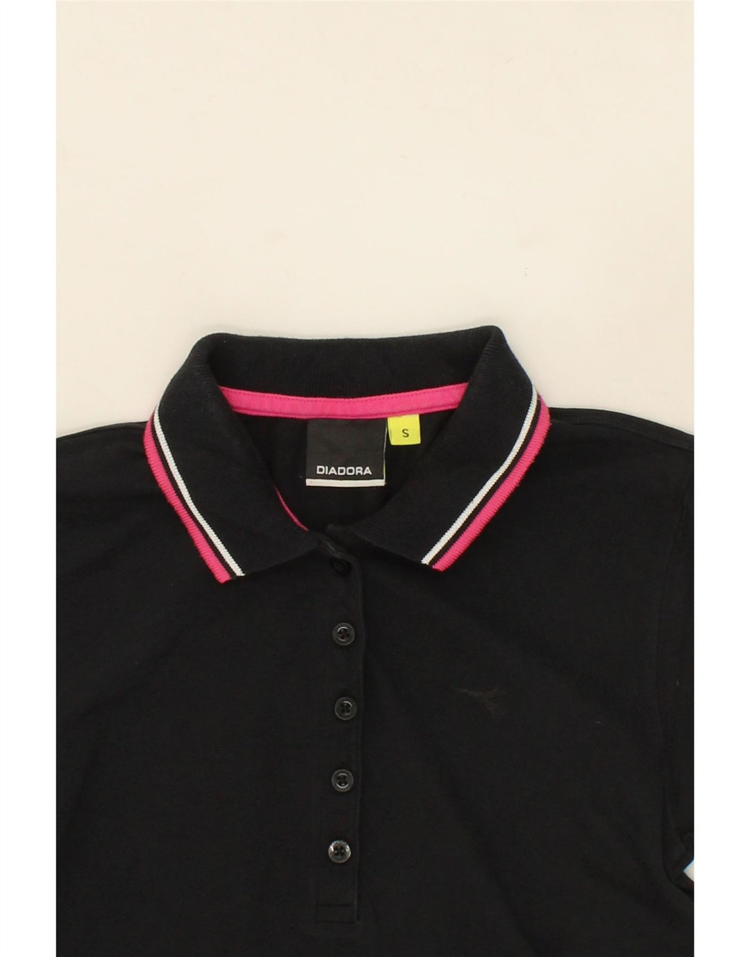 DIADORA Womens Polo Shirt UK 10 Small Black Vintage Diadora and Second-Hand Diadora from Messina Hembry 