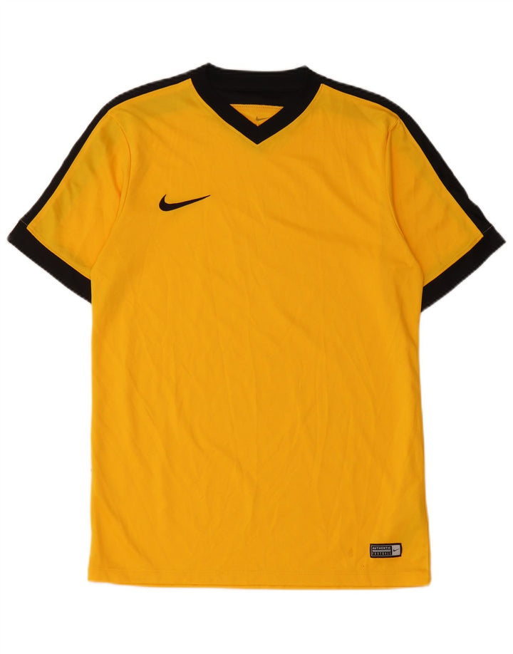 Nike Dri Fit T-Shirt Top Medium Yellow Colourblock Poliester