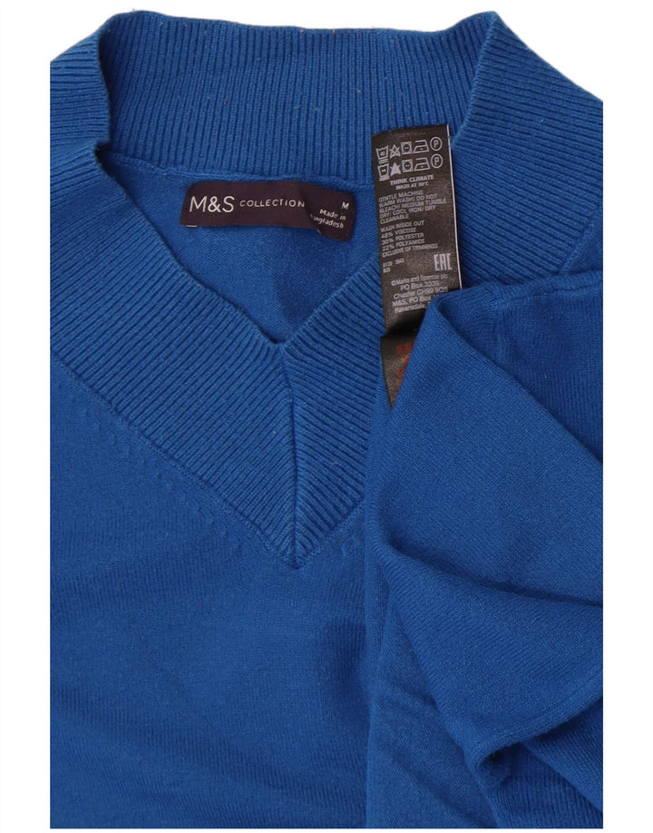 Marks & Spencer ženski džemper s V-izrezom UK 14 srednje plava viskoza