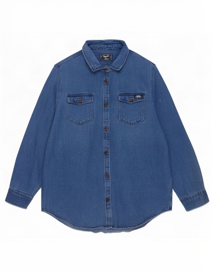 Superdry ženska traper košulja UK 16 Large Blue Cotton