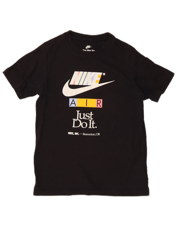 Nike Boys Regular Graphic T-Shirt Top 12-13 Years Large Black Cotton Sports