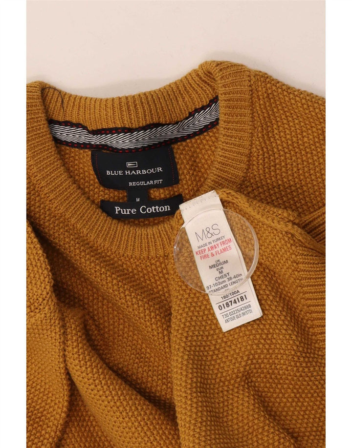 Marks & Spencer muški plavi Harbor džemper s okruglim izrezom srednje žute boje