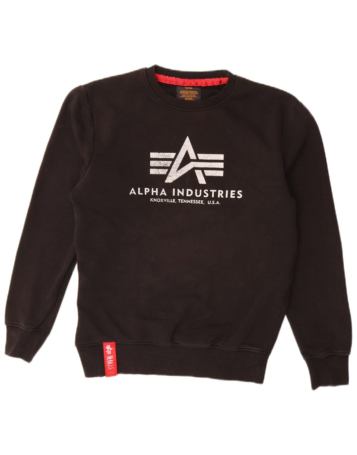 Maleni crni muški džemper s grafičkim motivima Alpha Industries