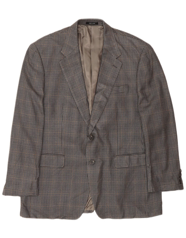 Chaps Mens 2 Button Blazer Jacket UK 42 XL Grey Houndstooth