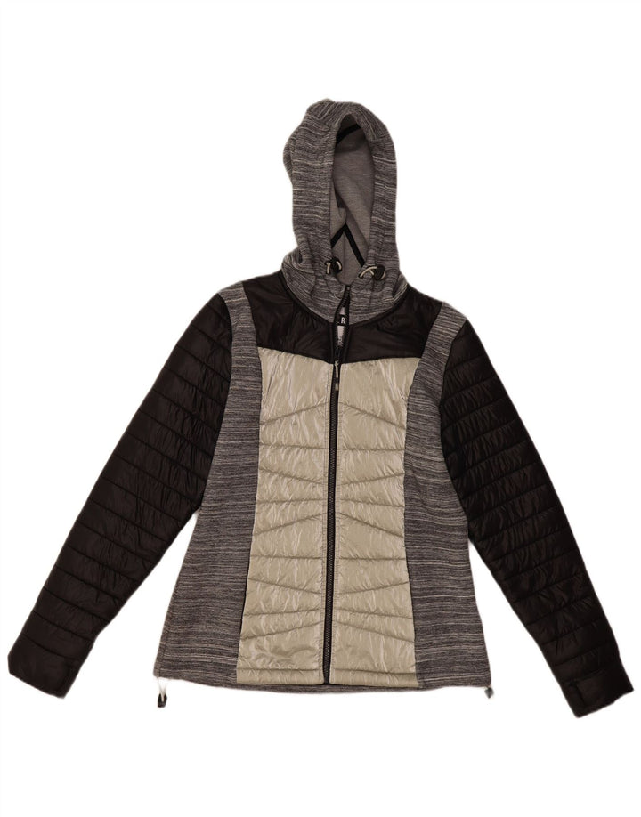 Superdry ženska podstavljena jakna s kapuljačom UK 12 srednje sivi najlon u boji