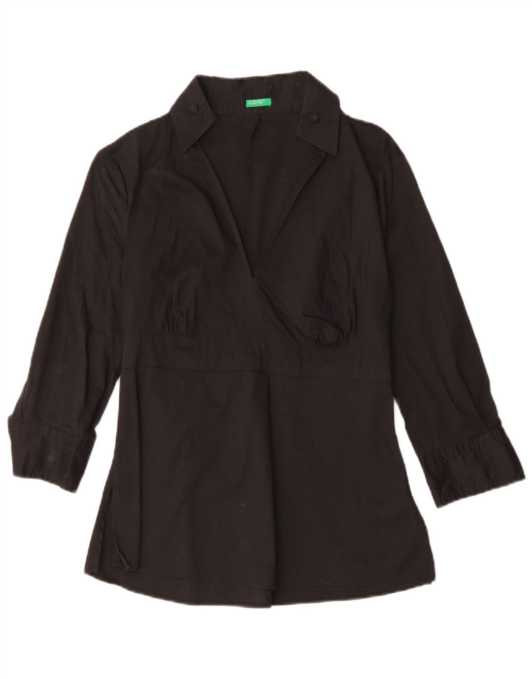 BENETTON Ženski gornji dio bluze 3/4 rukava UK 10 Mali crni pamuk