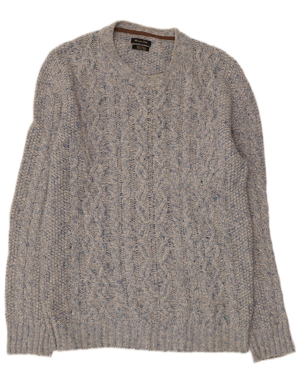 MASSIMO DUTTI Muški džemper s okruglim izrezom od velike plave pjegave vune