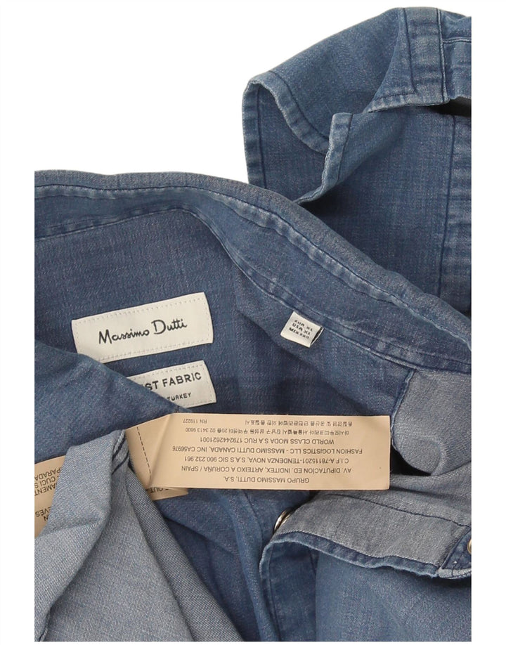 Massimo Dutti muška traper košulja standardnog kroja XL plavi pamuk