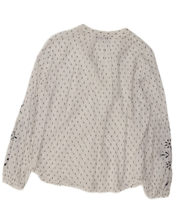 MINT VELVET Ženska grafička košulja bluza UK 14 Velika bijela cvjetna pamuk