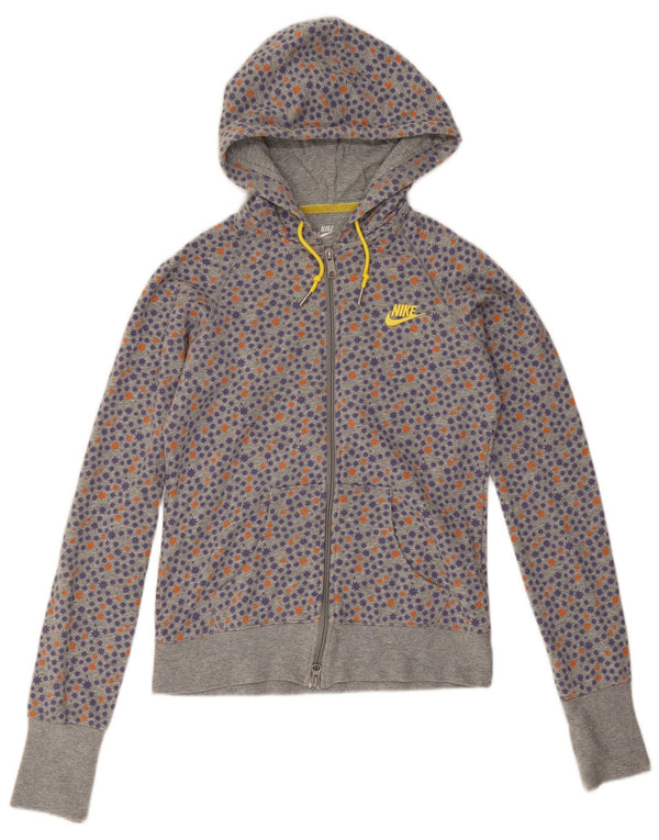 Nike Ženski pulover s kapuljačom s patentnim zatvaračem UK 10 Mali sivi pamuk na točkice