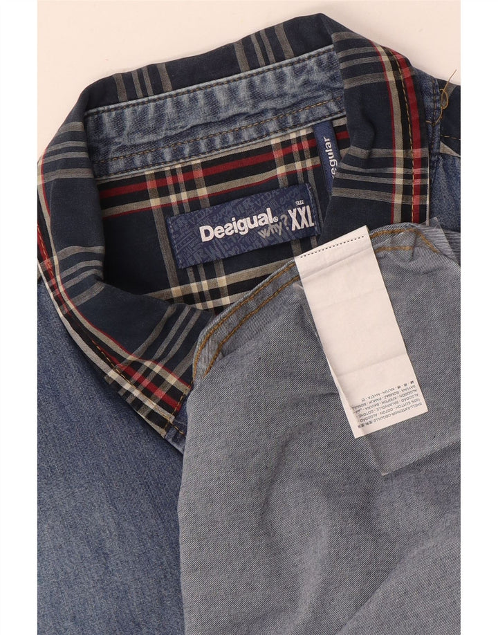 Desigual muška traper košulja standardnog kroja 2XL plavi pačvork pamuk