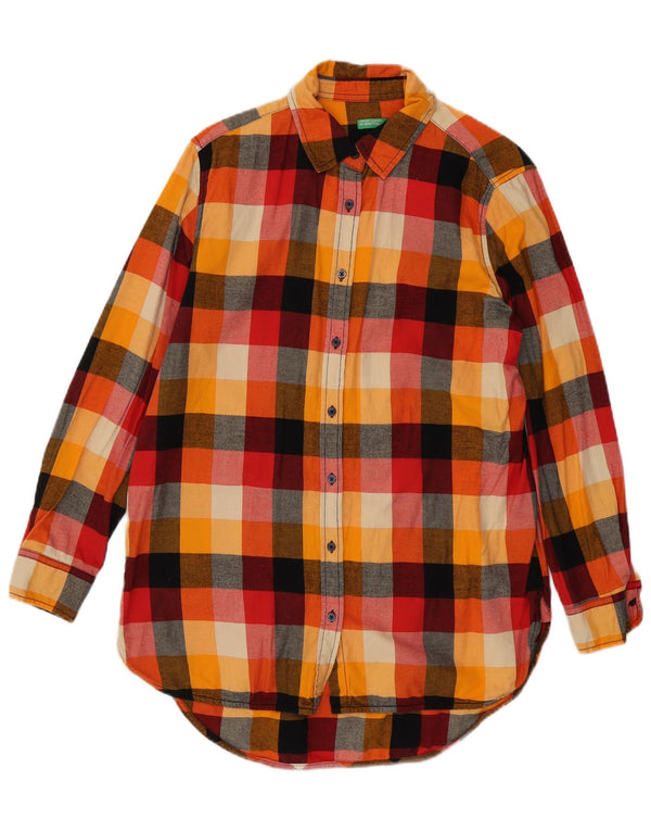 Benetton ženska prevelika košulja haljina UK 6 XS šareni karirani pamuk