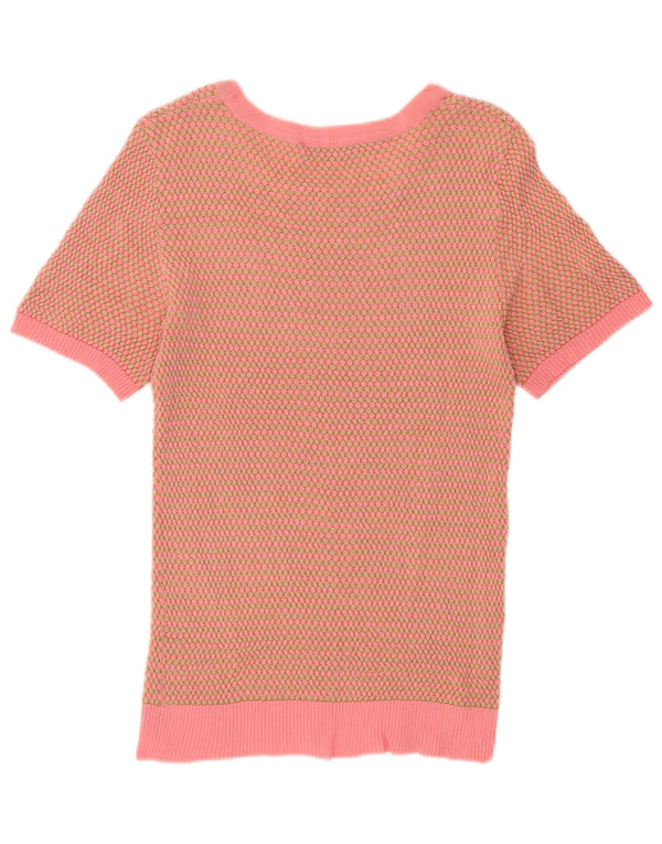 Zara Womens Boat Neck Jumper Sweater UK 12 Medium Pink Geometric