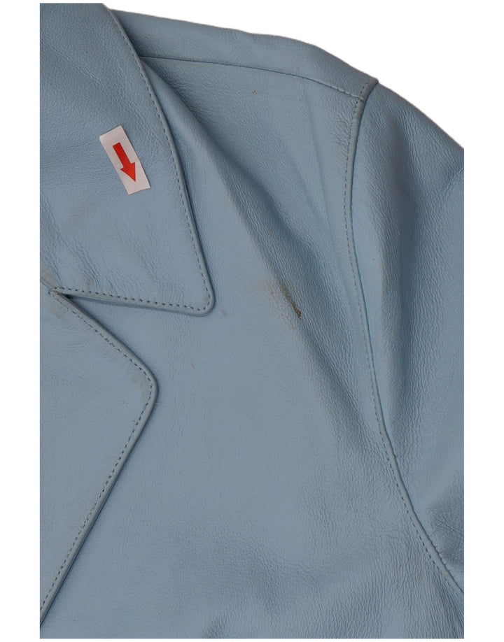 Vintage ženska kožna jakna s 2 gumba UK 16 velika plava koža