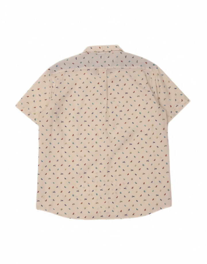 IZOD Mens Abstract Pattern Short Sleeve Shirt 2XL White Polyester