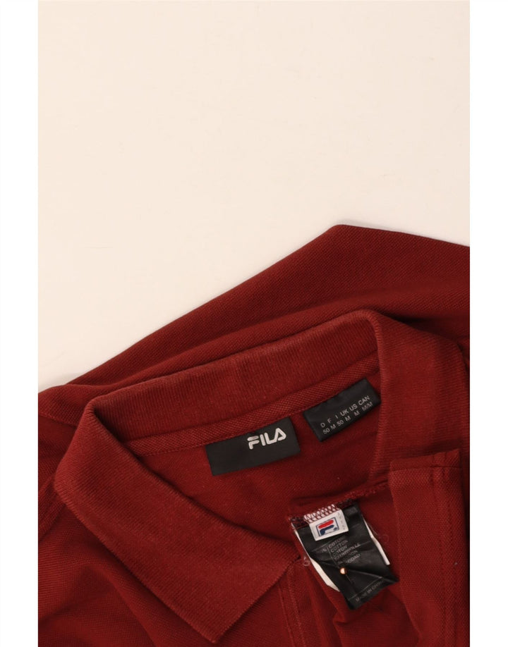 FILA Mens Long Sleeve Polo Shirt Medium Red Cotton