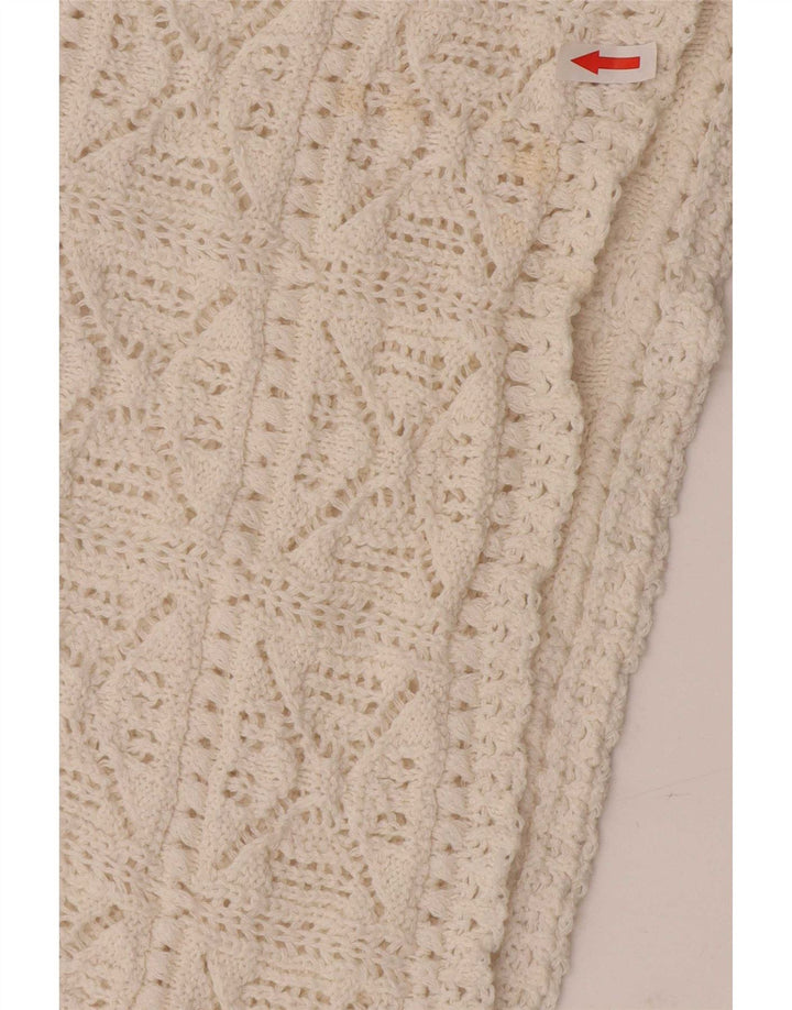 Zara ženska prevelika heklana bluza Top UK 10 Mali bijeli pamuk