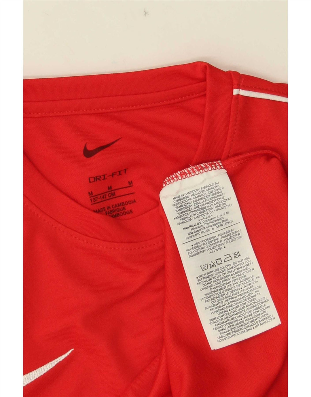 Nike Boys Dri Fit T-Shirt Top 10-11 Years Medium Red Poliester