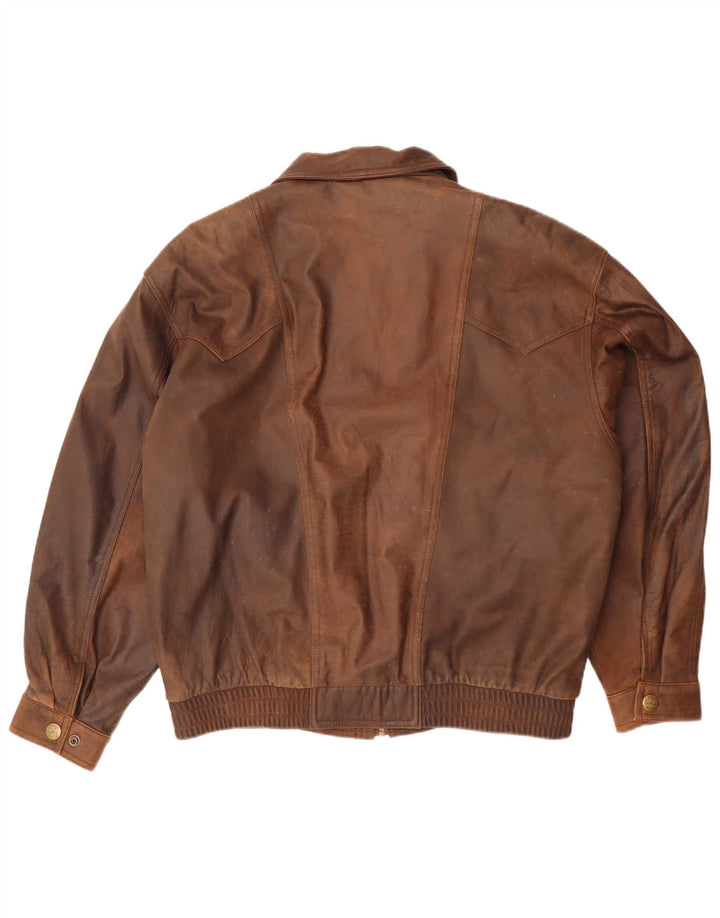 Vintage muška kožna jakna IT 52 XL smeđa