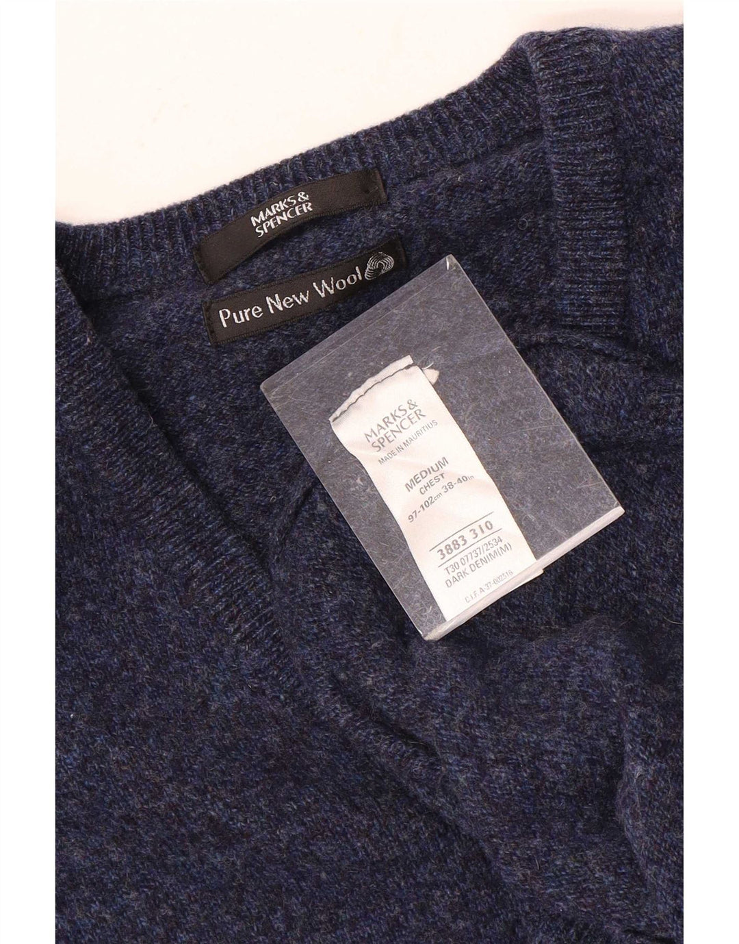 Marks & Spencer, muški džemper s V-izrezom srednje tamnoplave boje s pjegama